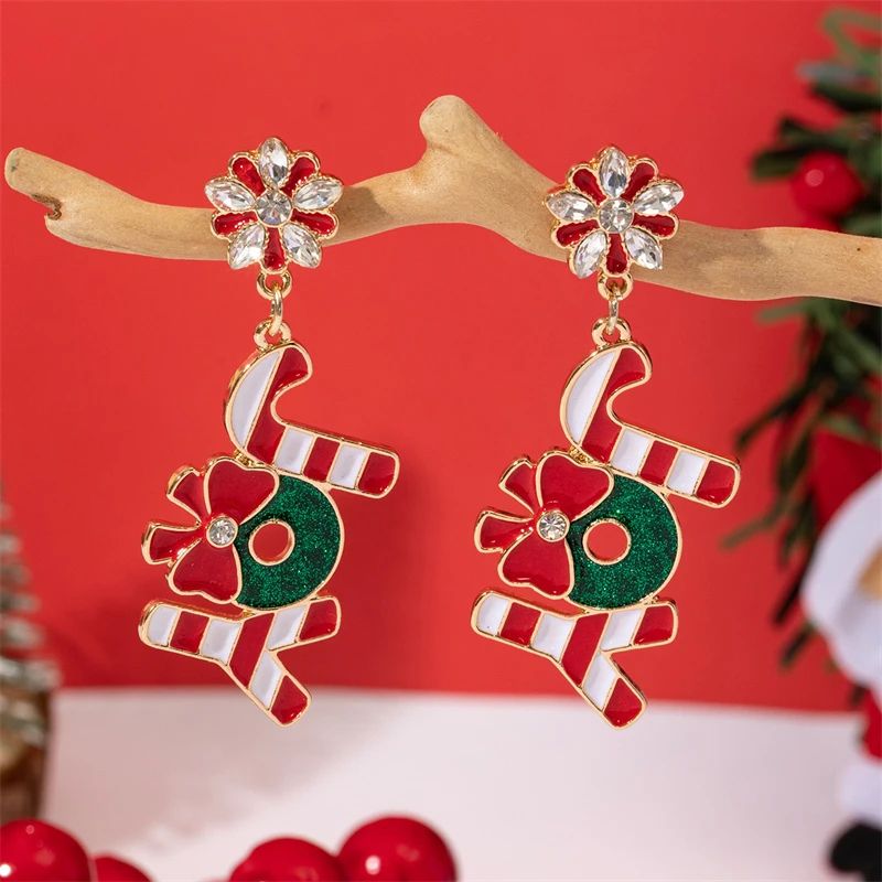 Rhinestone Christmas Light Bulb Drop Earrings 2