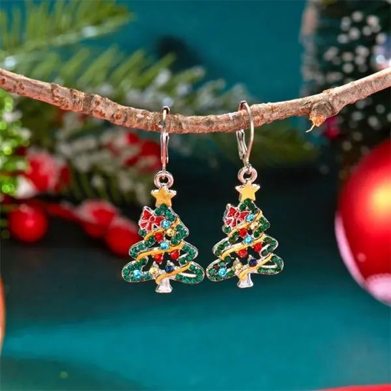 Rhinestone Christmas Light Bulb Drop Earrings 12