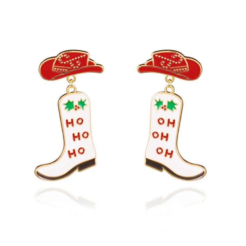 Rhinestone Snowman Christmas Drop Earrings 4