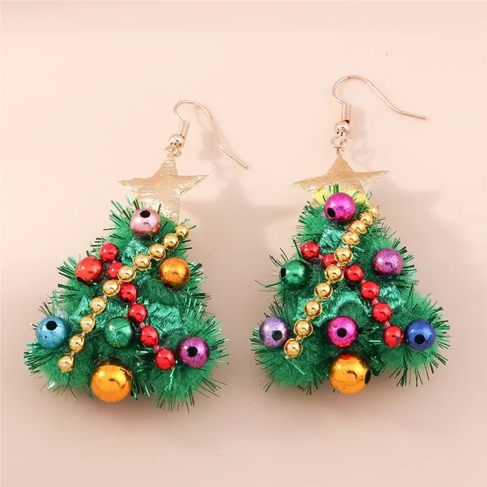 Cute Christmas Tree Star Drop Earrings 2
