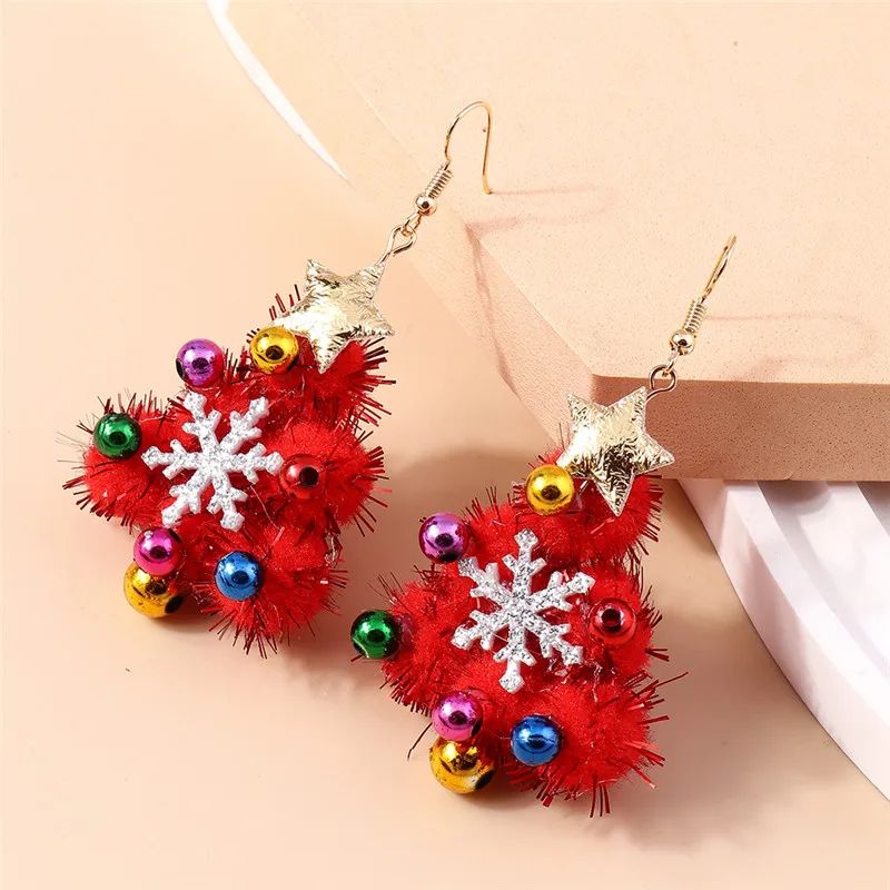 Cute Christmas Tree Star Drop Earrings 17