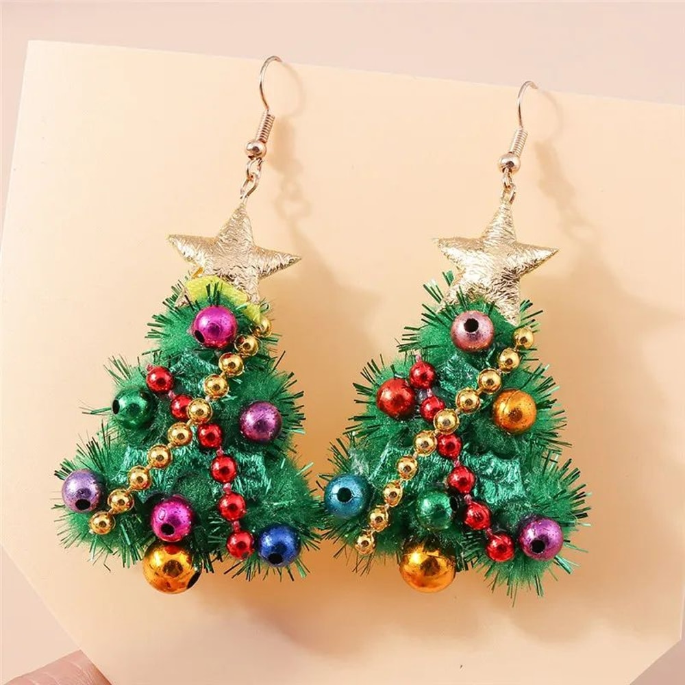 Cute Christmas Tree Star Drop Earrings 9