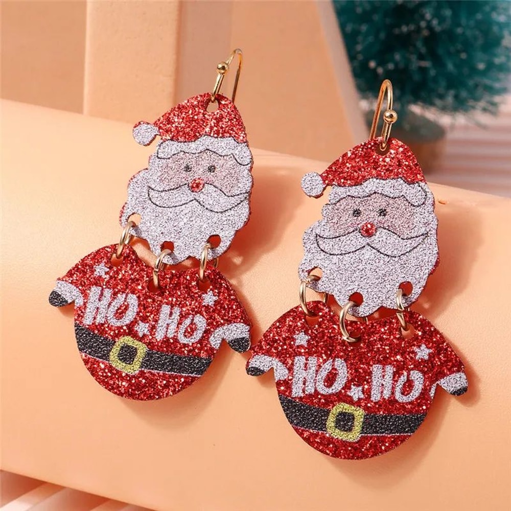 Cute Christmas Tree Star Drop Earrings 15
