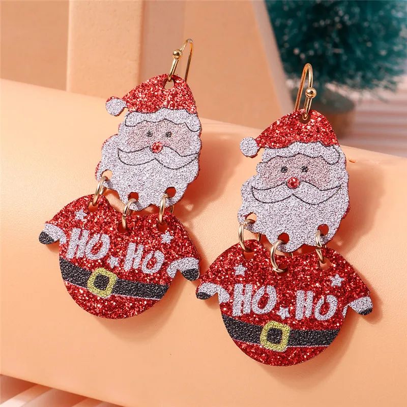 Cute Christmas Tree Star Drop Earrings 15