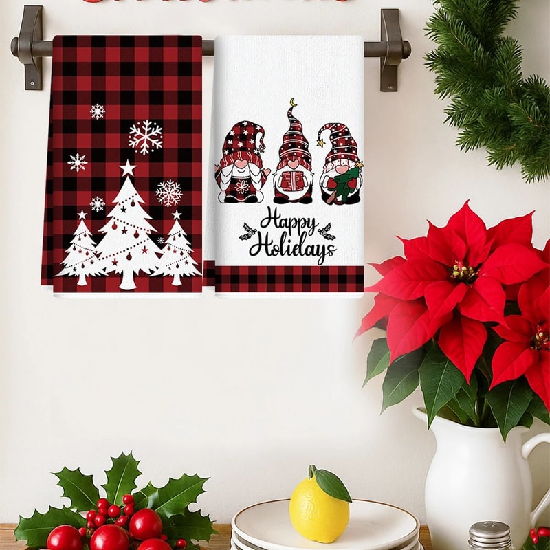 Merry Christmas Santa Kitchen Towels Set Of 2 2