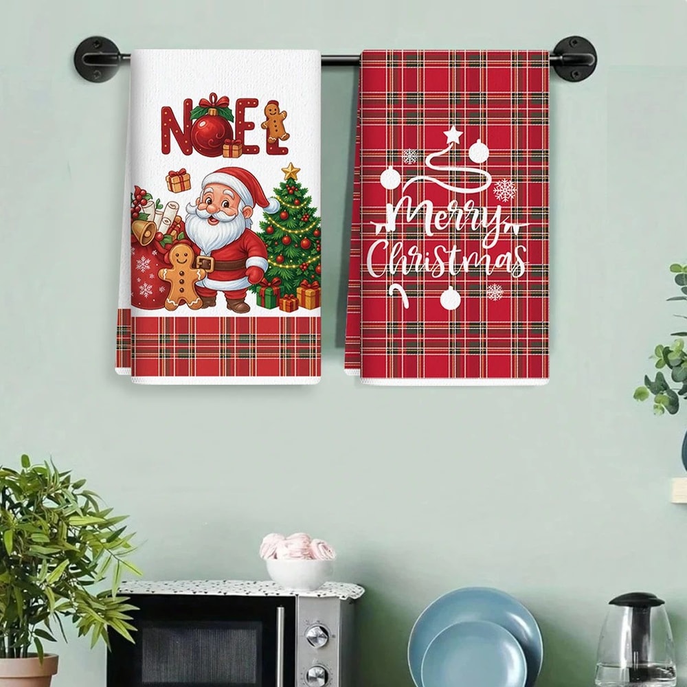 Merry Christmas Santa Kitchen Towels Set Of 2 4