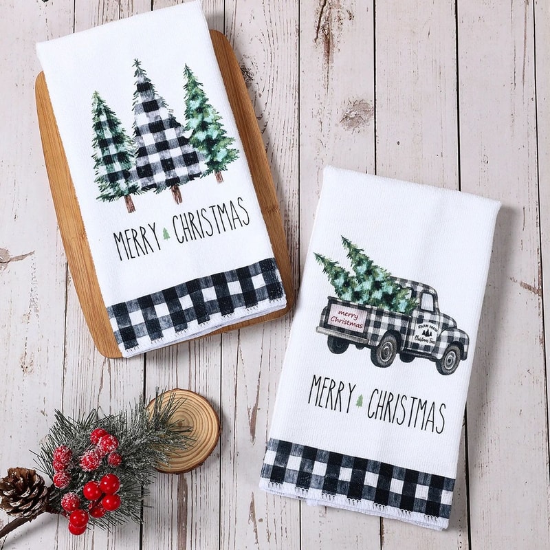 Merry Christmas Santa Kitchen Towels Set Of 2 5