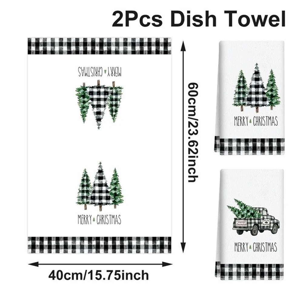 Merry Christmas Santa Kitchen Towels Set Of 2 10