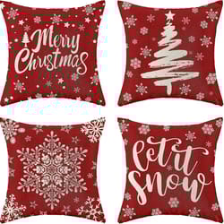 red snowflake christmas farmhouse pillow cover