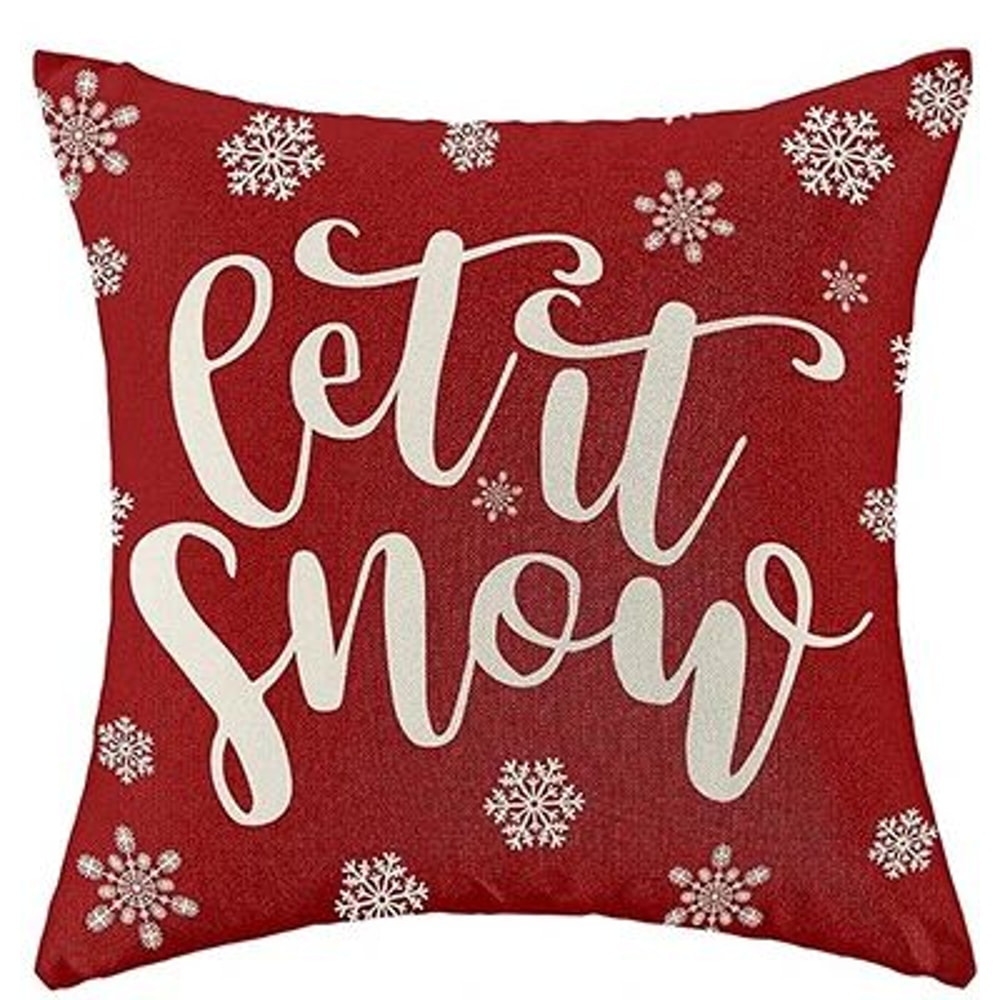 Red Snowflake Christmas Farmhouse Pillow Cover 3