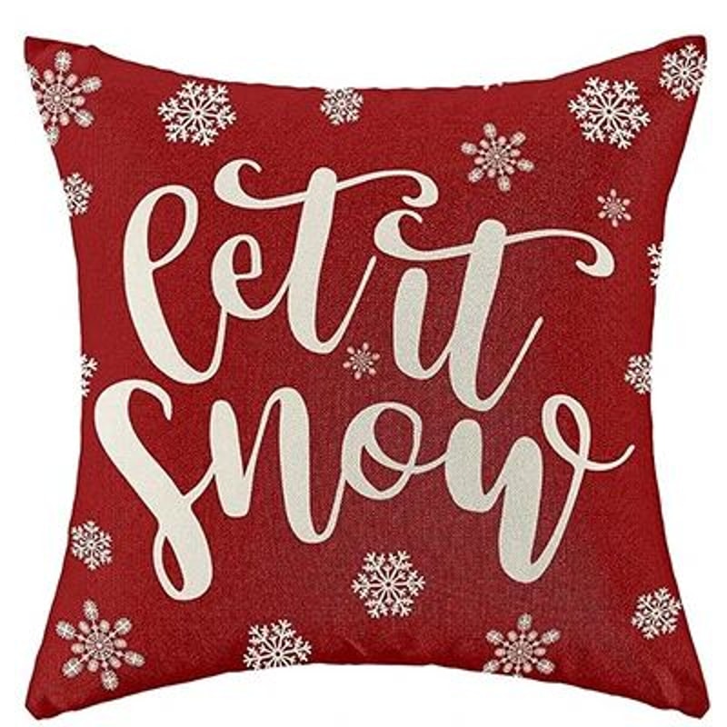 Red Snowflake Christmas Farmhouse Pillow Cover 3