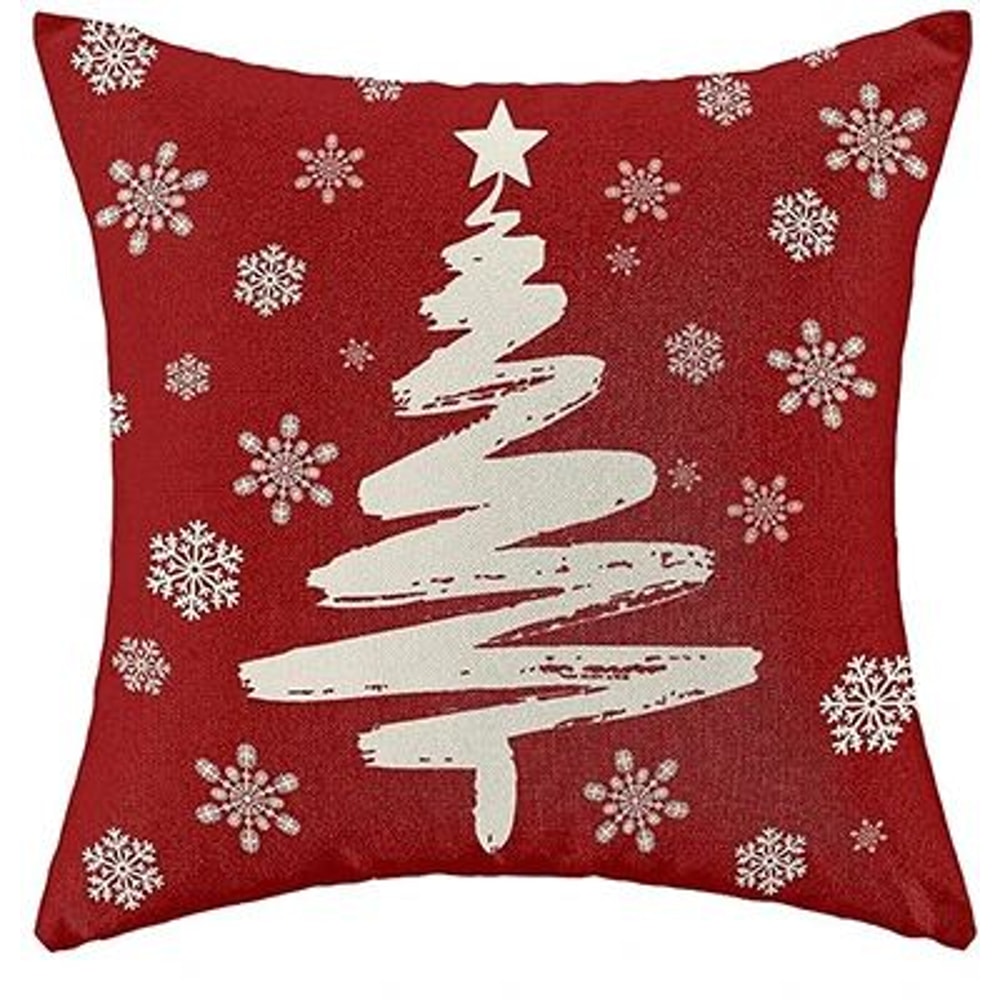Red Snowflake Christmas Farmhouse Pillow Cover 5