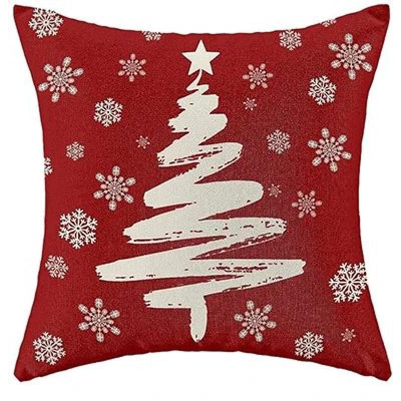 Red Snowflake Christmas Farmhouse Pillow Cover 5
