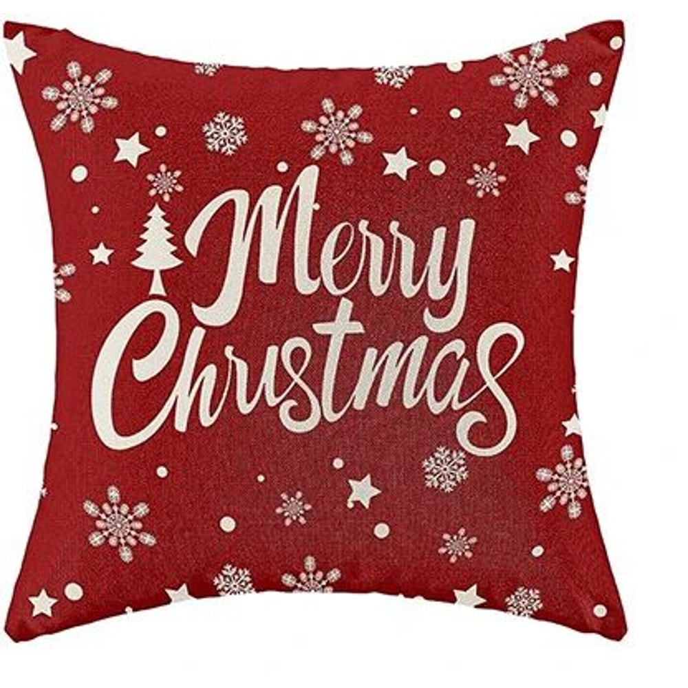 Red Snowflake Christmas Farmhouse Pillow Cover 4