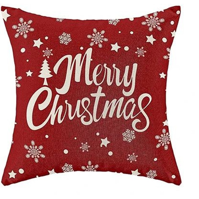 Red Snowflake Christmas Farmhouse Pillow Cover 4