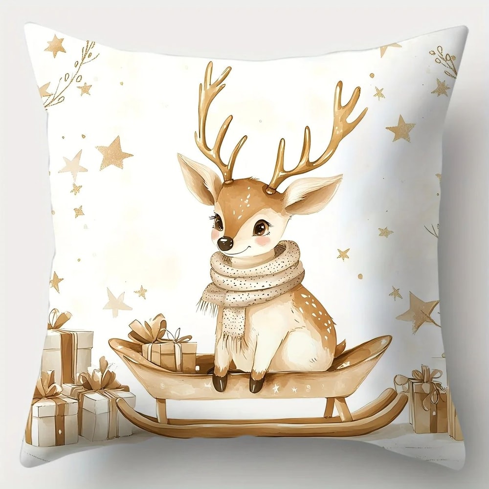 Golden Christmas Decorative Pillow Cover Set 4pcs 1