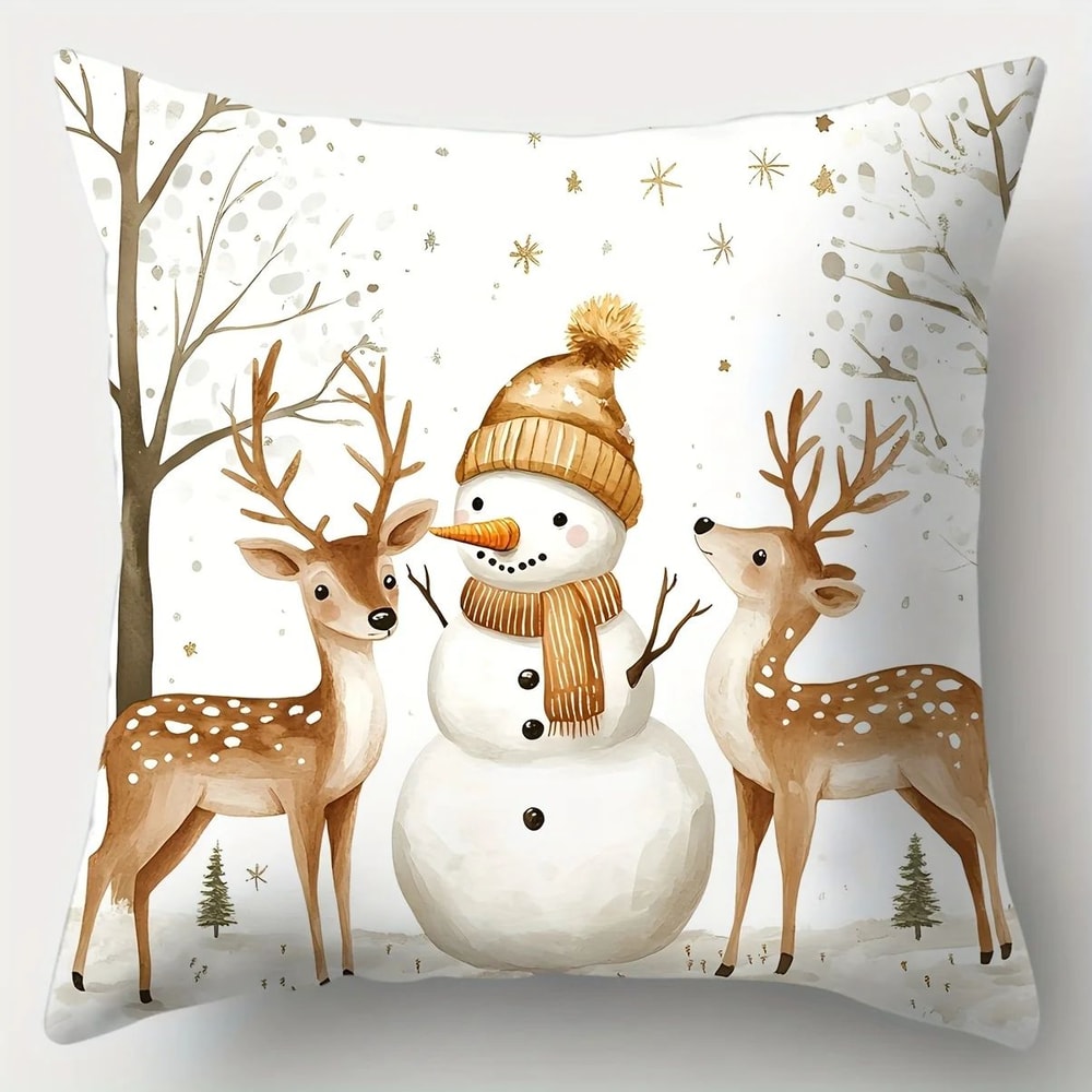 Golden Christmas Decorative Pillow Cover Set 4pcs 3