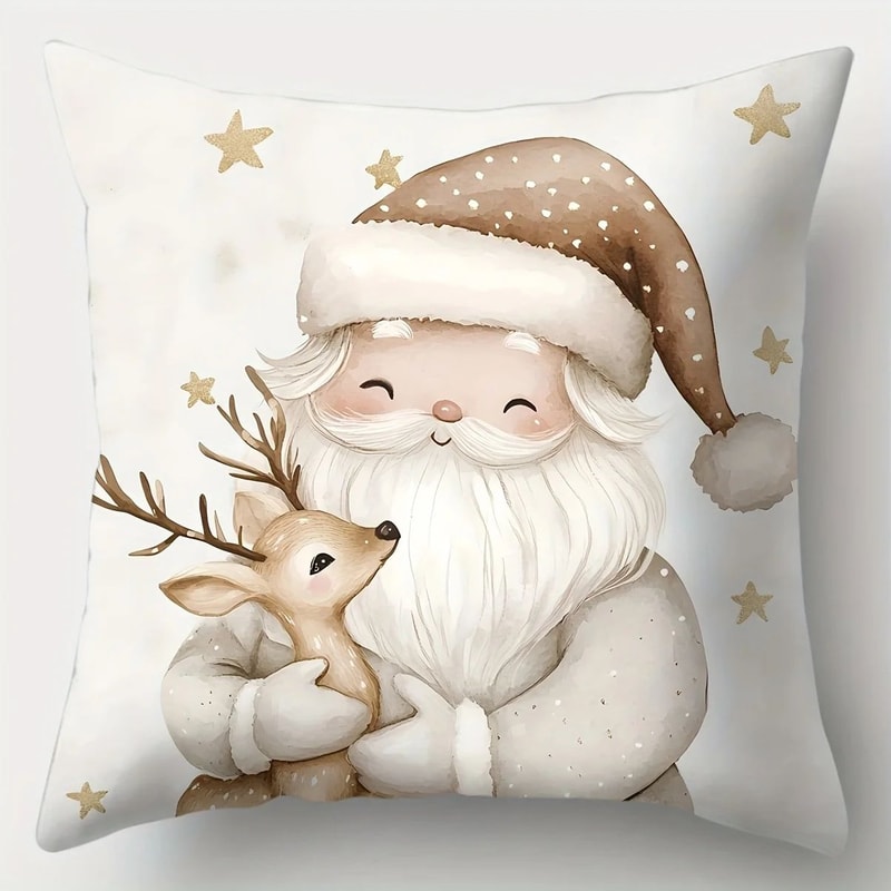 Golden Christmas Decorative Pillow Cover Set 4pcs 5
