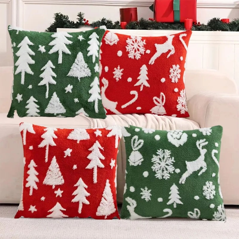 3D Christmas Reindeer Tree Pillow Cover 0