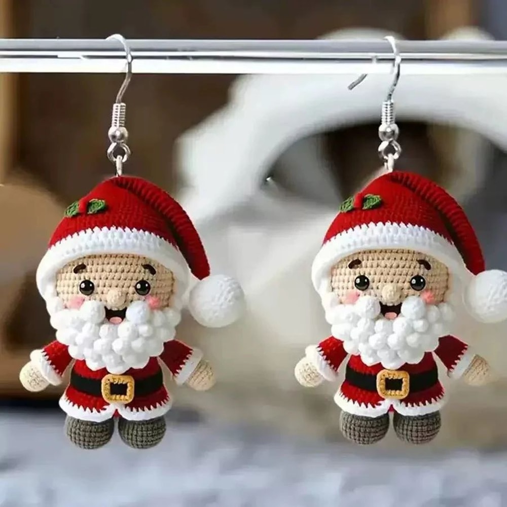 Acrylic Santa Claus Double Sided Drop Earrings 8