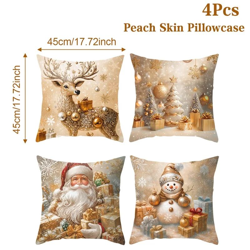 Merry Christmas Santa Pillow Cover Set 4pcs 7