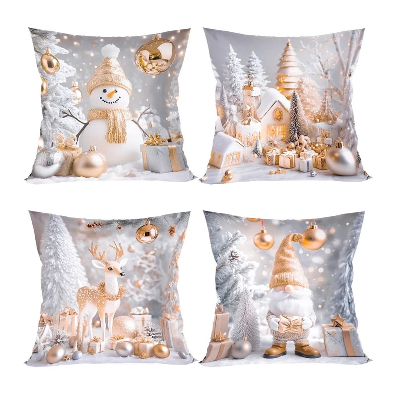 Merry Christmas Decorative Pillow Cover Set 4pcs 0