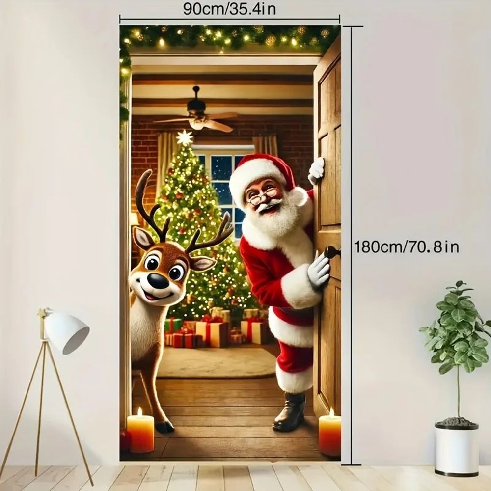 Santa Claus Deer Christmas Door Banner 7