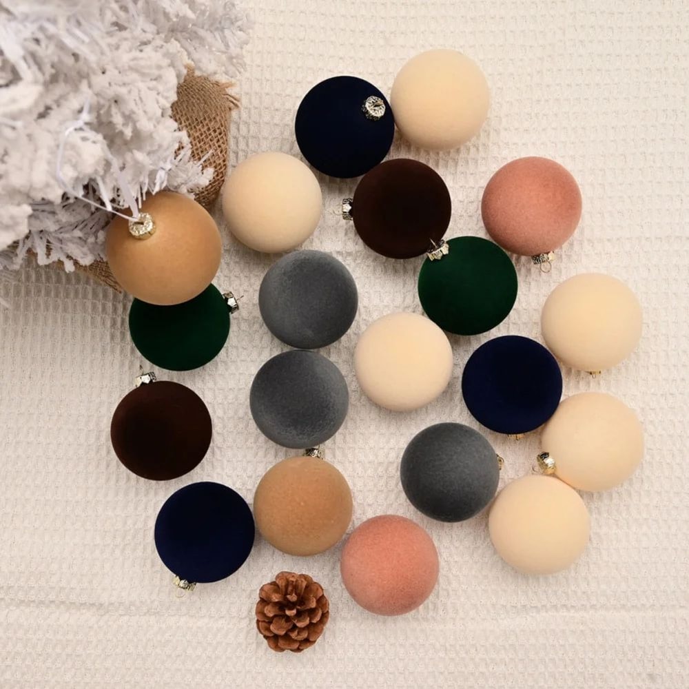 Velvet Christmas Ball Ornaments Set 12pcs 1