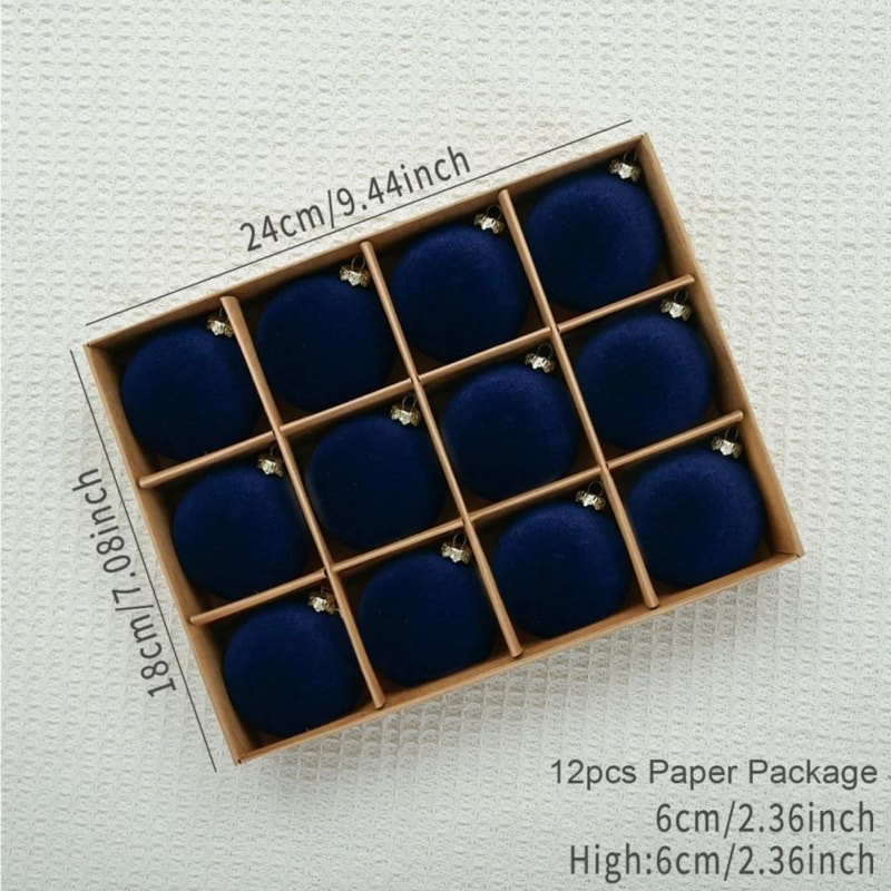 Velvet Christmas Ball Ornaments Set 12pcs 6