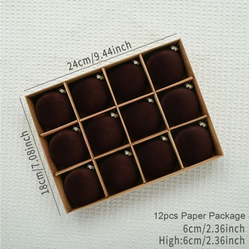 Velvet Christmas Ball Ornaments Set 12pcs 8