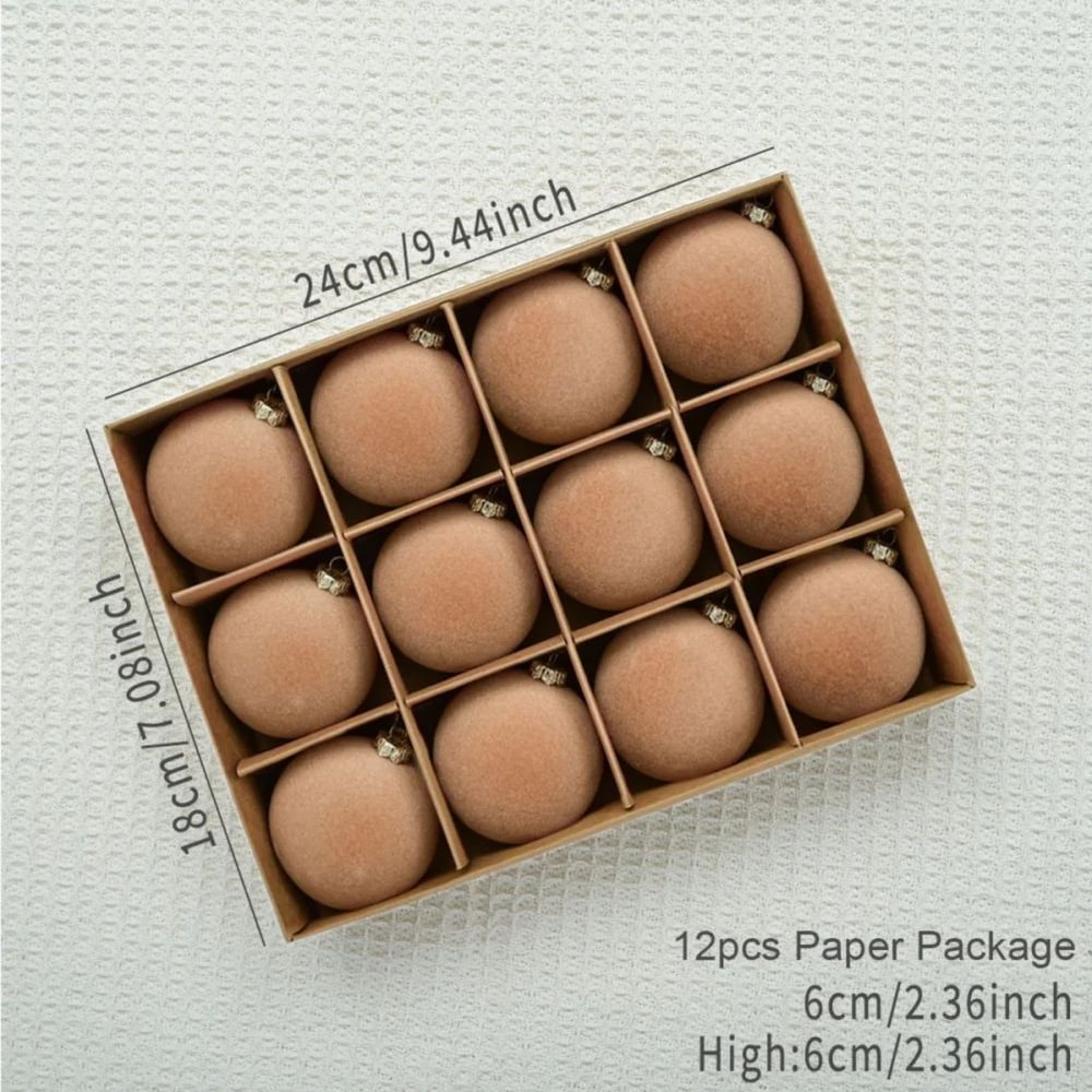 Velvet Christmas Ball Ornaments Set 12pcs 9