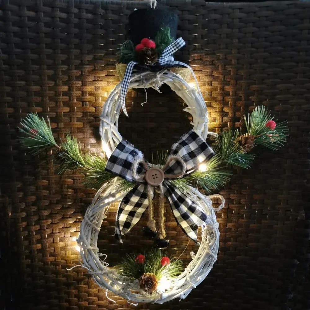 Lighted Rattan Christmas Wreath Pendant 5