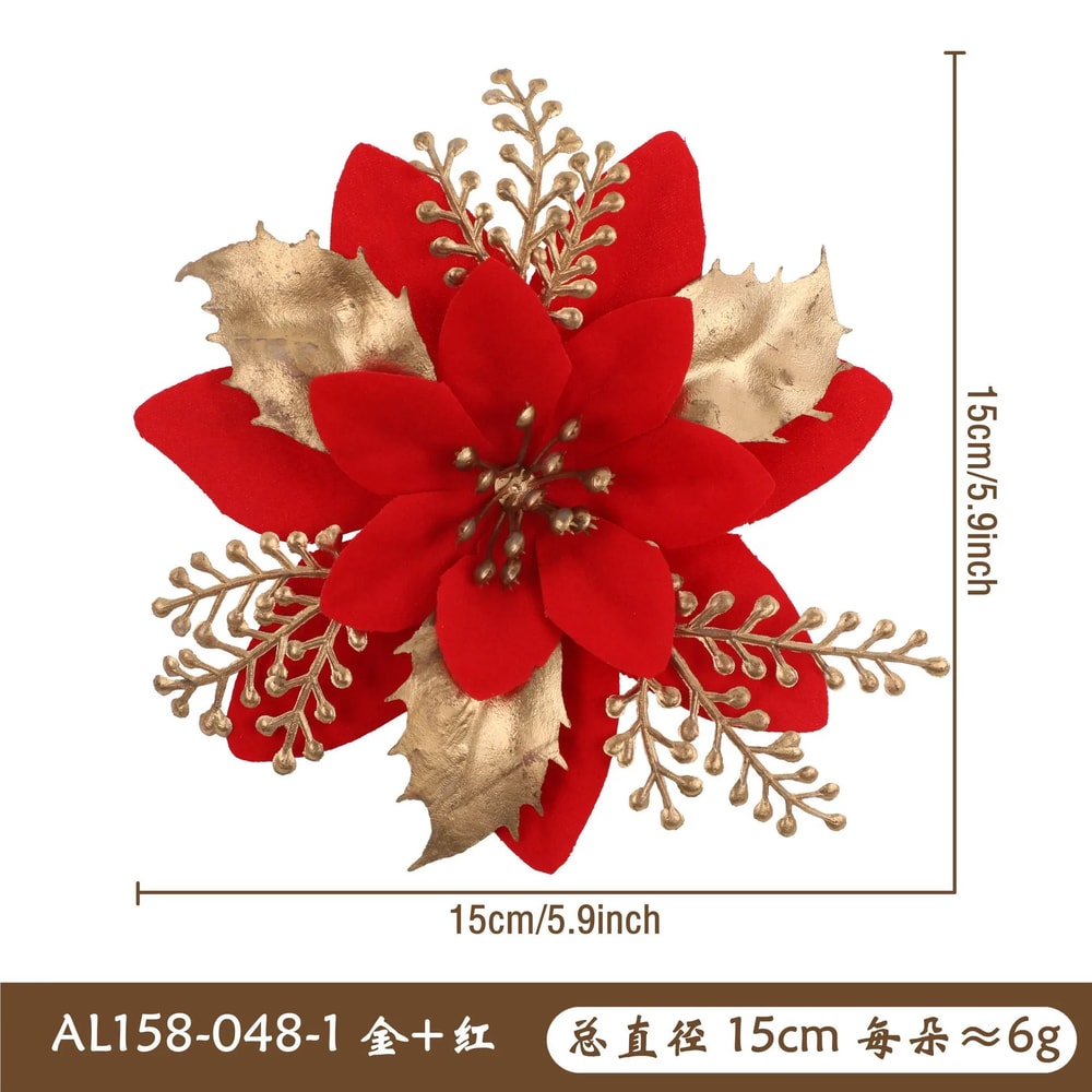 Artificial Christmas Poinsettia Flower Decoration 8