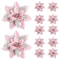 Glitter Pink Poinsettia Christmas Tree Flowers Set 5pcs 0