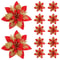 Glitter Pink Poinsettia Christmas Tree Flowers Set 5pcs 17