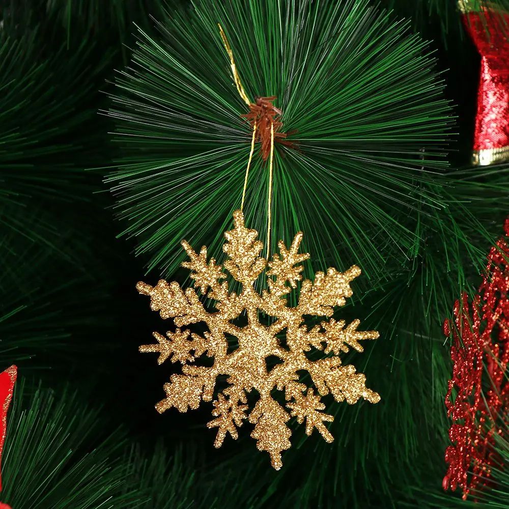 Glitter Snowflake Christmas Bauble Ornament Set 12pcs 4