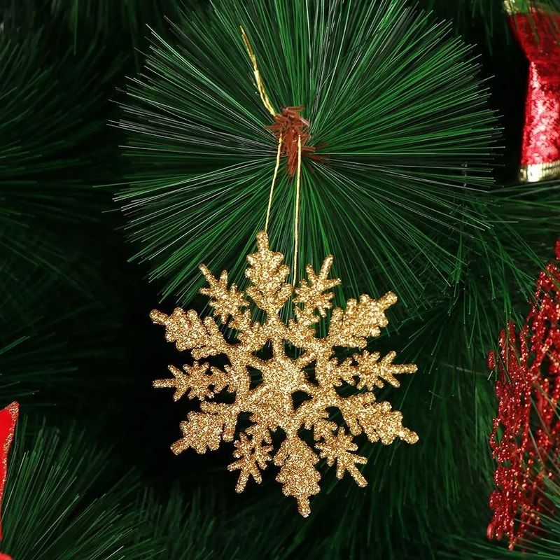 Glitter Snowflake Christmas Bauble Ornament Set 12pcs 4
