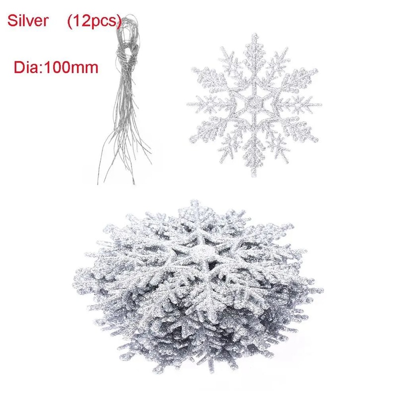 Glitter Snowflake Christmas Bauble Ornament Set 12pcs 9