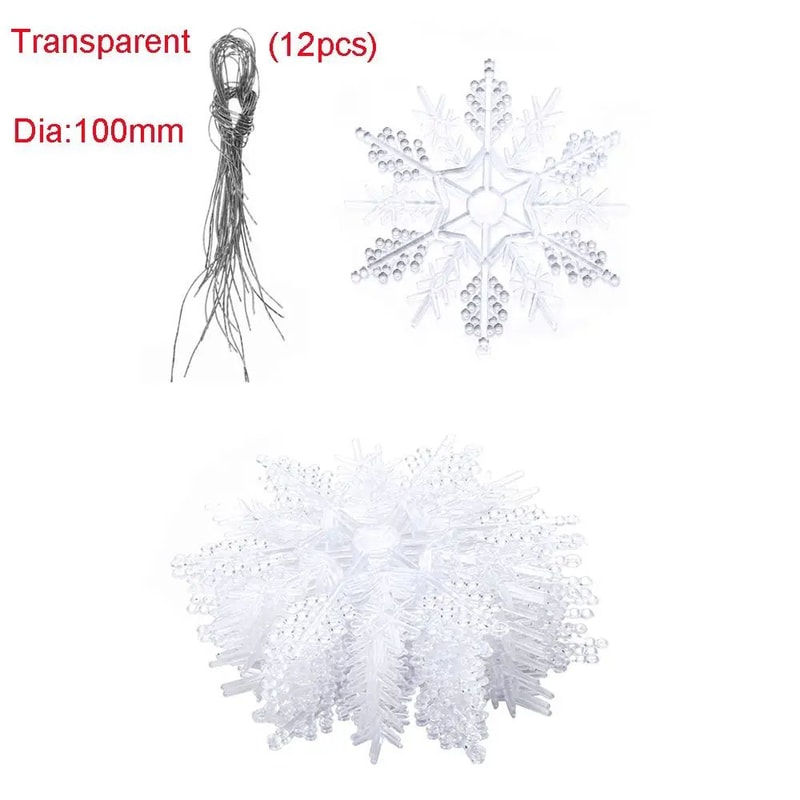 Glitter Snowflake Christmas Bauble Ornament Set 12pcs 7