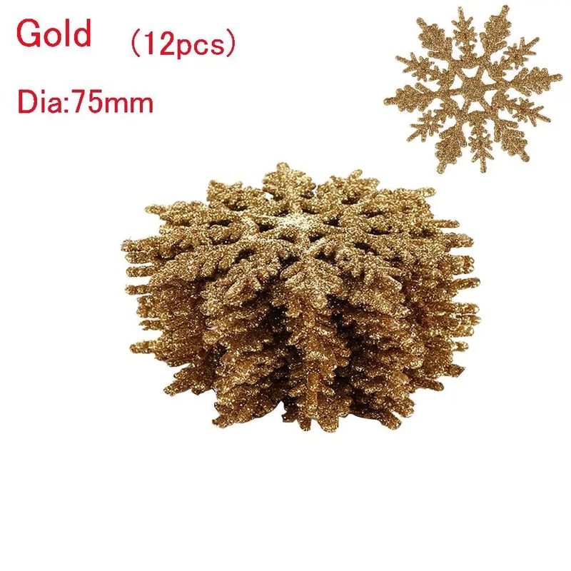 Glitter Snowflake Christmas Bauble Ornament Set 12pcs 11