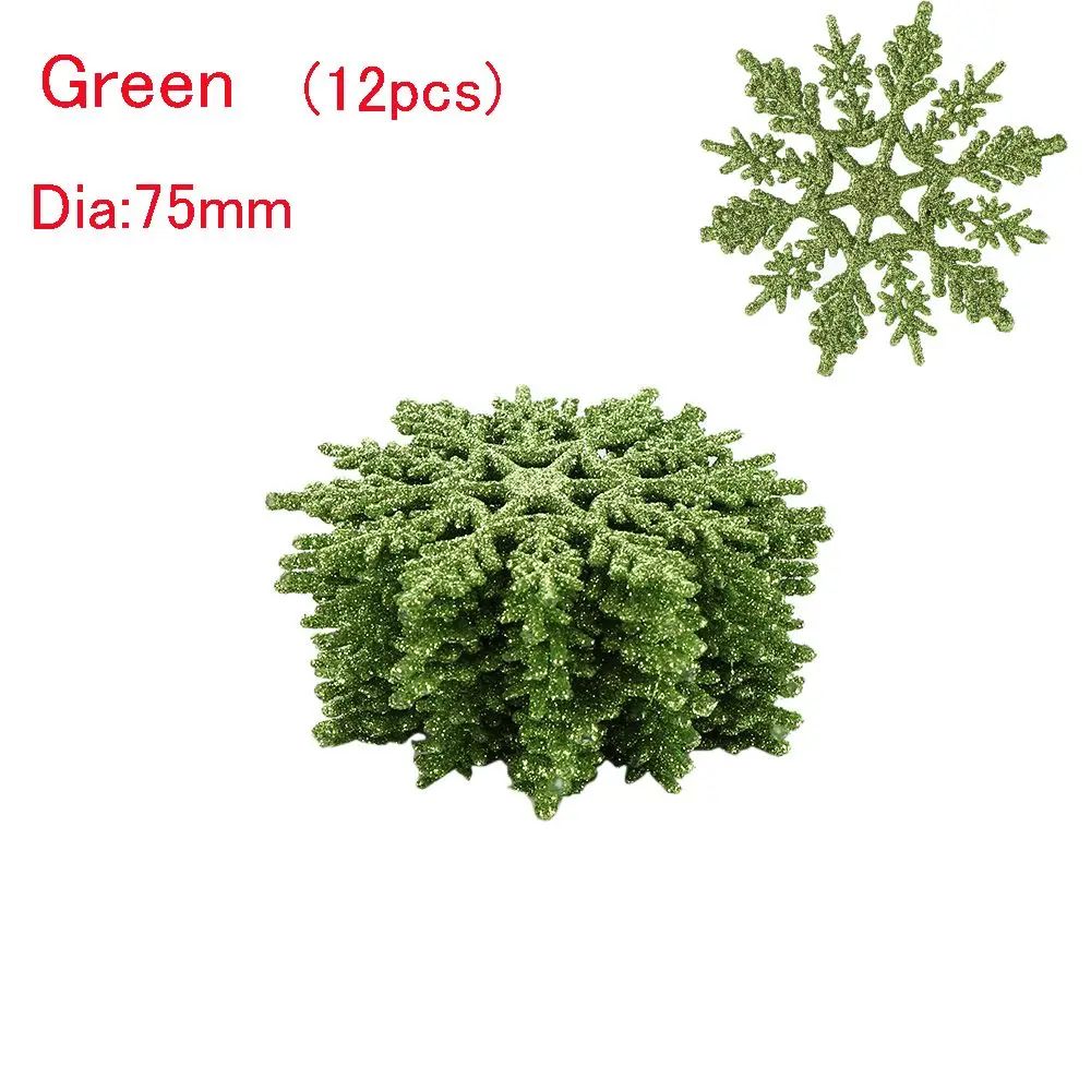Glitter Snowflake Christmas Bauble Ornament Set 12pcs 13