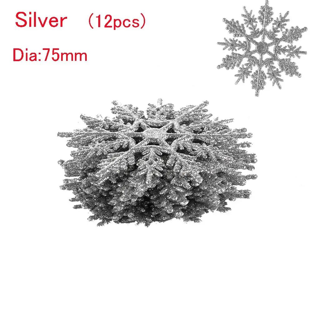 Glitter Snowflake Christmas Bauble Ornament Set 12pcs 14