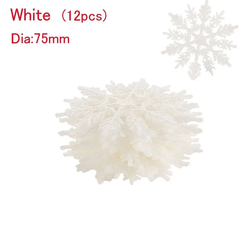 Glitter Snowflake Christmas Bauble Ornament Set 12pcs 15