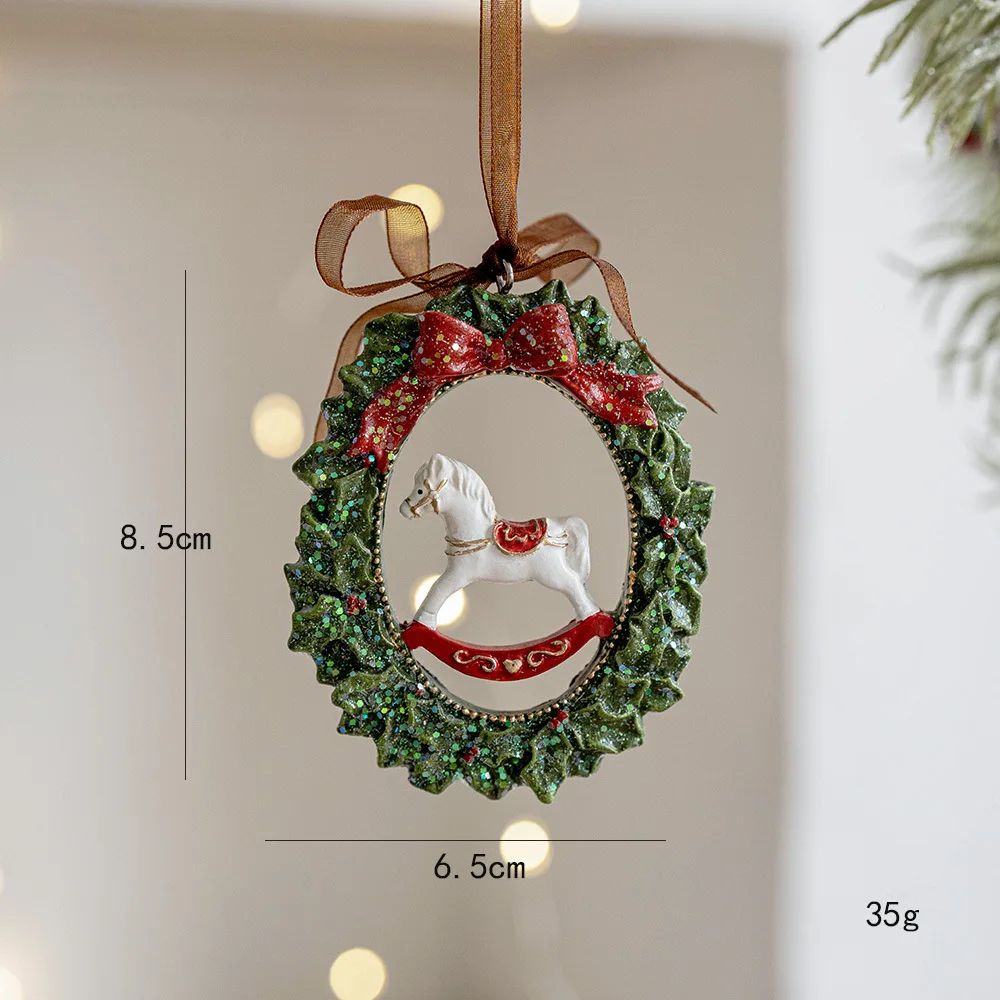 Retro 3D Christmas Tree Bell Resin Ornament 8