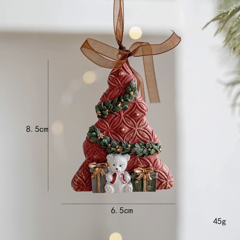 Retro 3D Christmas Tree Bell Resin Ornament 19