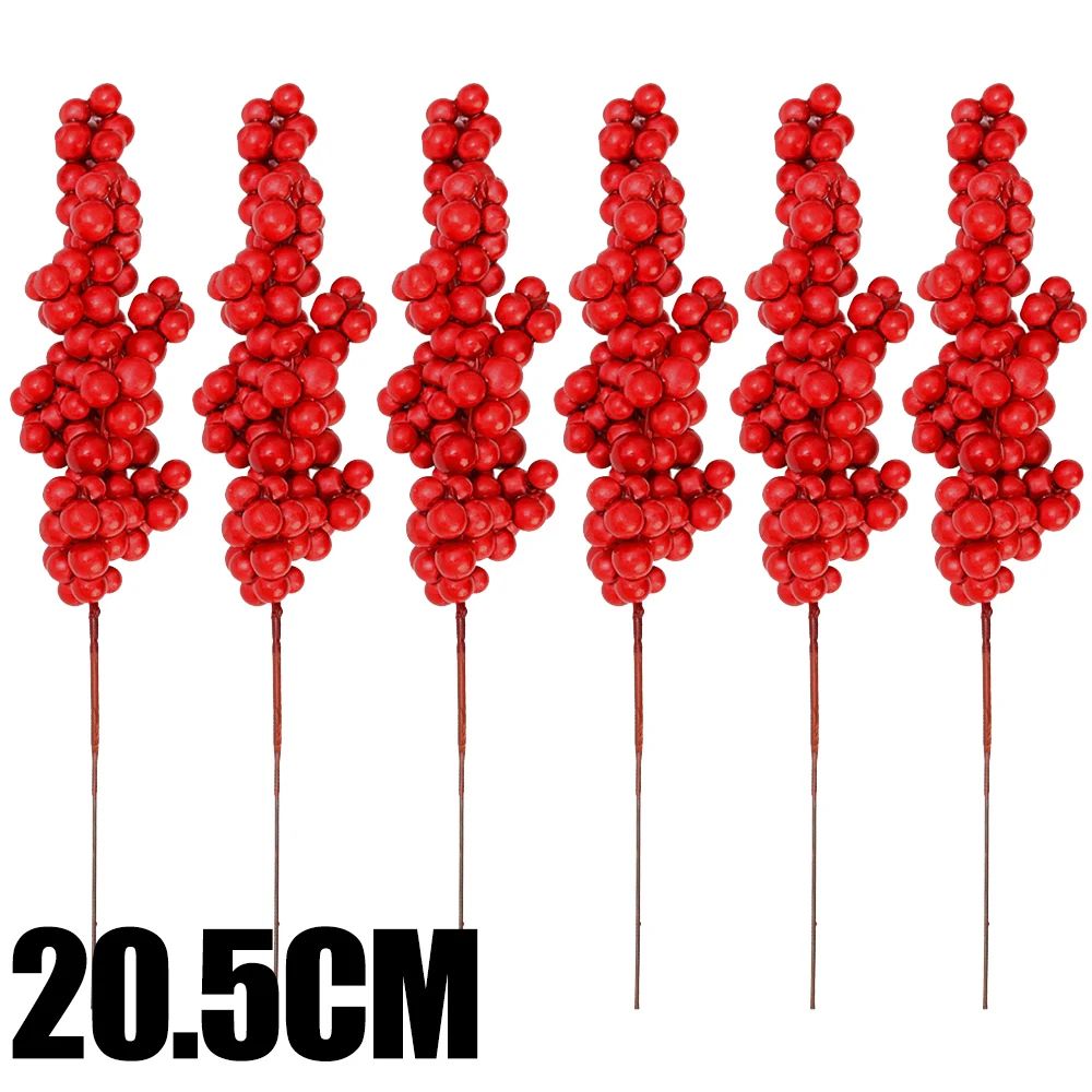 Artificial Red Berry Stems For Christmas Crafts 12