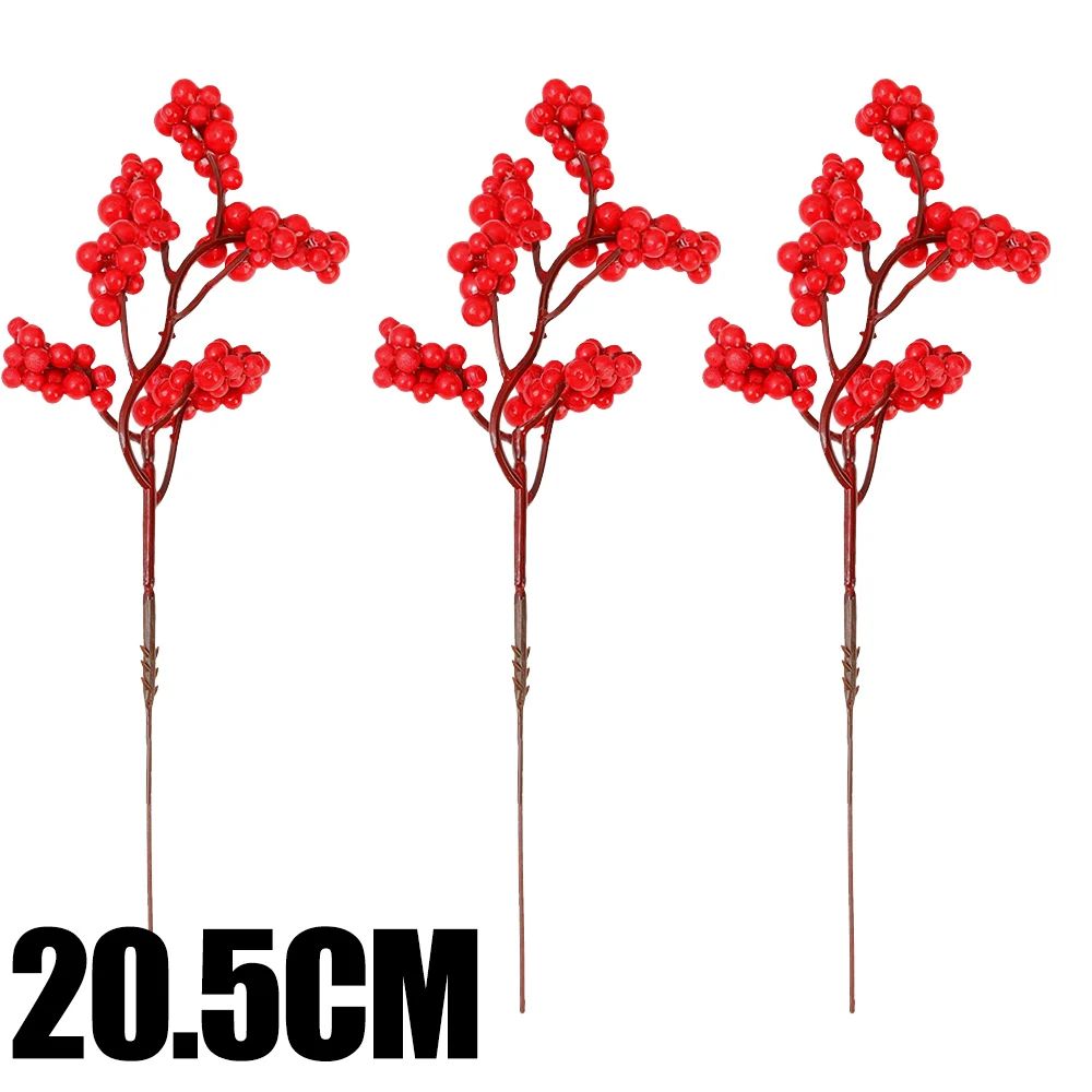 Artificial Red Berry Stems For Christmas Crafts 13
