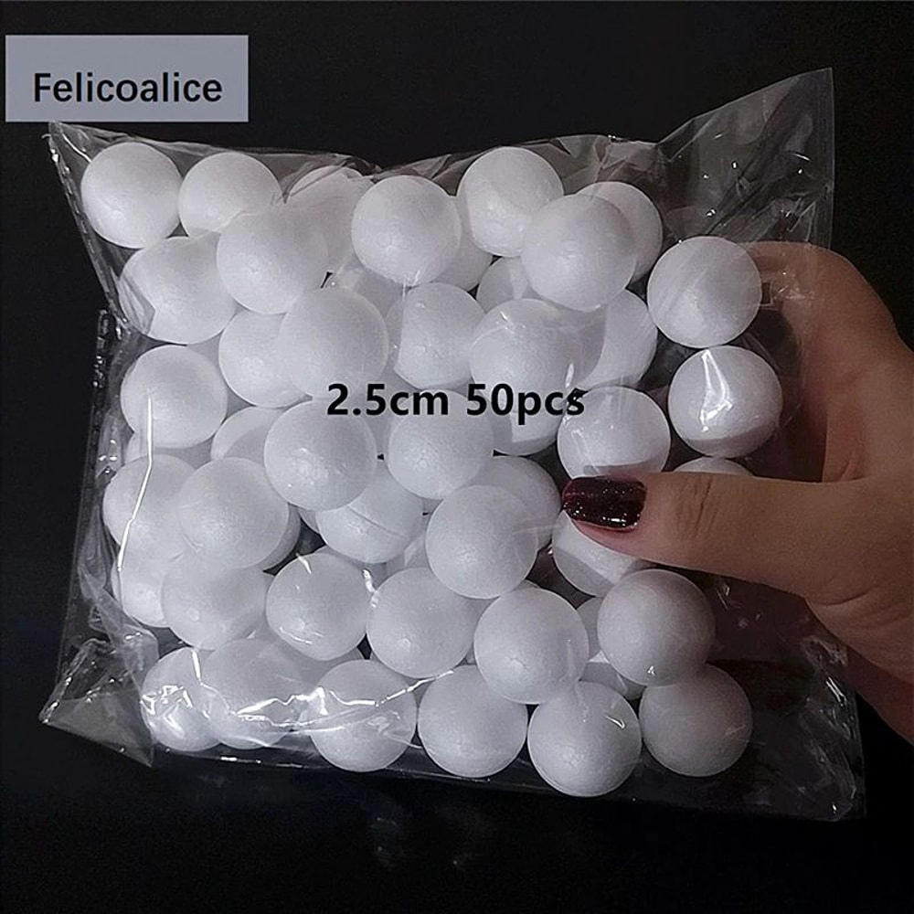 Mini White Styrofoam Craft Balls 14cm 2