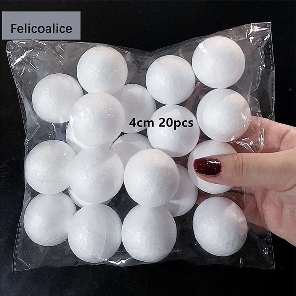 Mini White Styrofoam Craft Balls 14cm 4