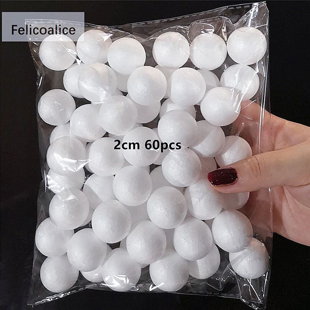 Mini White Styrofoam Craft Balls 14cm 7